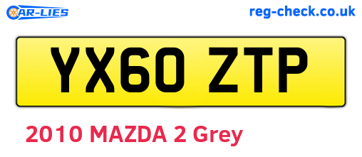 YX60ZTP are the vehicle registration plates.