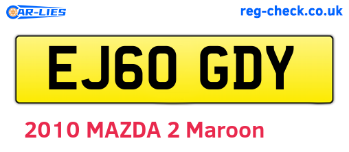 EJ60GDY are the vehicle registration plates.