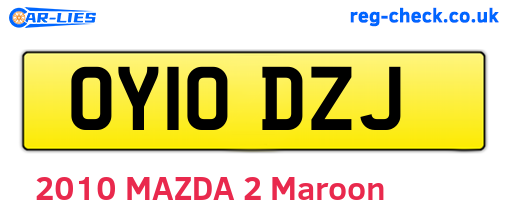 OY10DZJ are the vehicle registration plates.