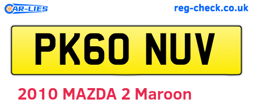 PK60NUV are the vehicle registration plates.
