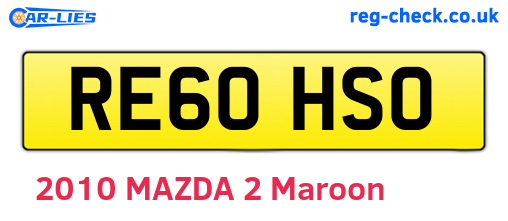 RE60HSO are the vehicle registration plates.