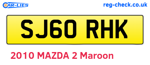 SJ60RHK are the vehicle registration plates.