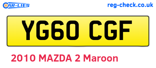 YG60CGF are the vehicle registration plates.