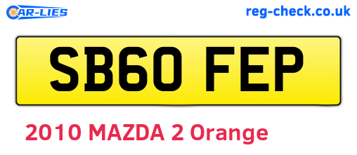 SB60FEP are the vehicle registration plates.