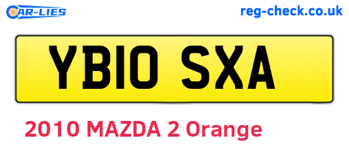 YB10SXA are the vehicle registration plates.