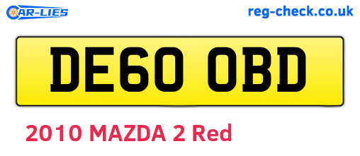 DE60OBD are the vehicle registration plates.