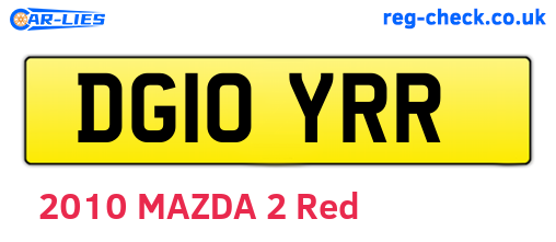 DG10YRR are the vehicle registration plates.