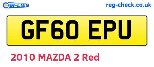 GF60EPU are the vehicle registration plates.