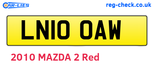 LN10OAW are the vehicle registration plates.
