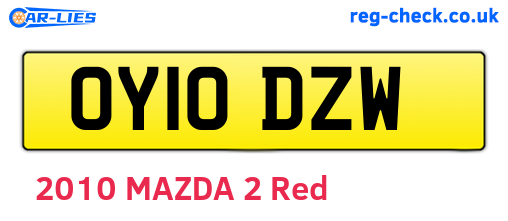OY10DZW are the vehicle registration plates.