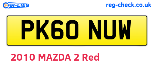 PK60NUW are the vehicle registration plates.