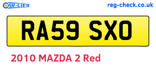 RA59SXO are the vehicle registration plates.