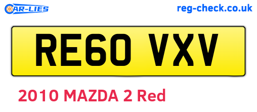 RE60VXV are the vehicle registration plates.
