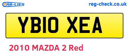 YB10XEA are the vehicle registration plates.