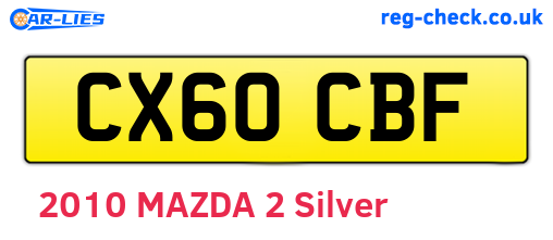 CX60CBF are the vehicle registration plates.