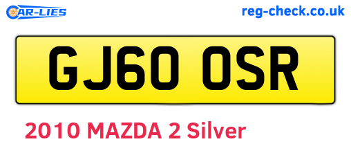 GJ60OSR are the vehicle registration plates.