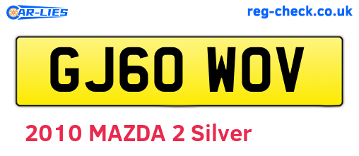 GJ60WOV are the vehicle registration plates.