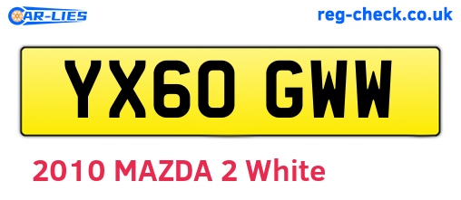 YX60GWW are the vehicle registration plates.