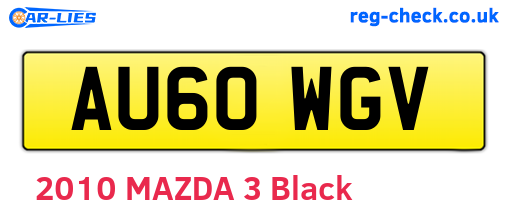AU60WGV are the vehicle registration plates.