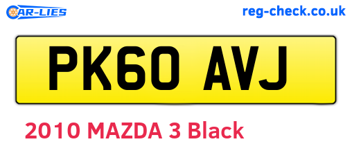 PK60AVJ are the vehicle registration plates.