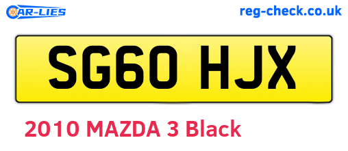 SG60HJX are the vehicle registration plates.