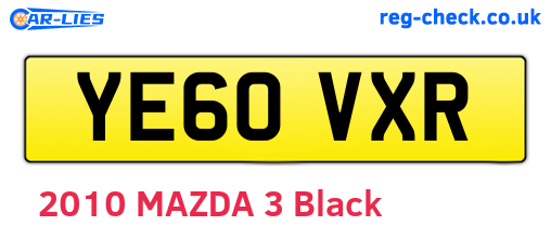 YE60VXR are the vehicle registration plates.