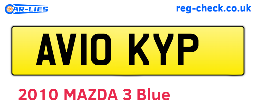 AV10KYP are the vehicle registration plates.