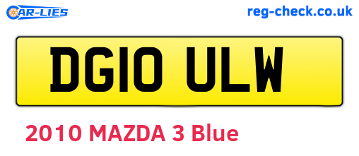 DG10ULW are the vehicle registration plates.