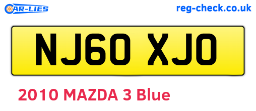 NJ60XJO are the vehicle registration plates.
