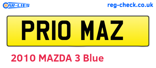 PR10MAZ are the vehicle registration plates.