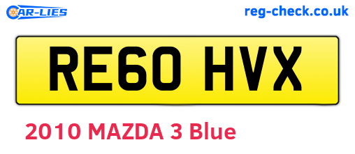 RE60HVX are the vehicle registration plates.