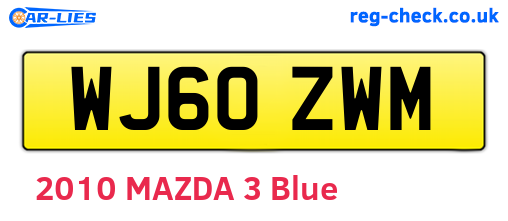 WJ60ZWM are the vehicle registration plates.