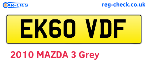 EK60VDF are the vehicle registration plates.