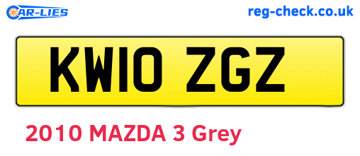 KW10ZGZ are the vehicle registration plates.