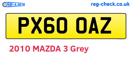 PX60OAZ are the vehicle registration plates.
