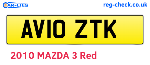 AV10ZTK are the vehicle registration plates.