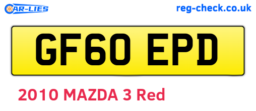 GF60EPD are the vehicle registration plates.