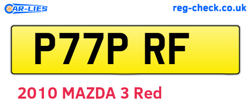 P77PRF are the vehicle registration plates.