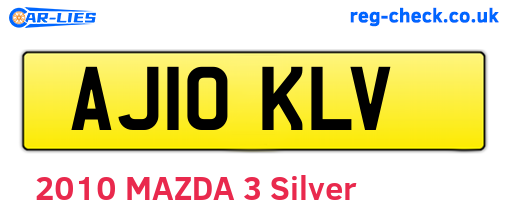 AJ10KLV are the vehicle registration plates.