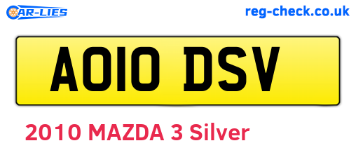AO10DSV are the vehicle registration plates.