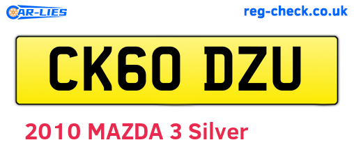 CK60DZU are the vehicle registration plates.
