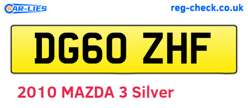 DG60ZHF are the vehicle registration plates.