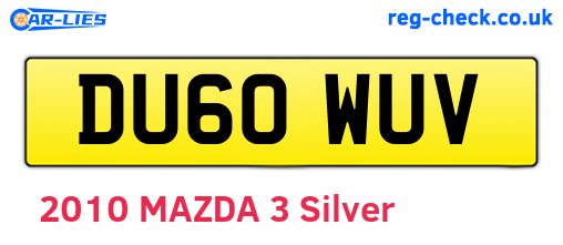 DU60WUV are the vehicle registration plates.