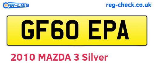 GF60EPA are the vehicle registration plates.