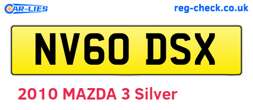 NV60DSX are the vehicle registration plates.