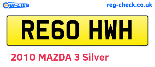 RE60HWH are the vehicle registration plates.