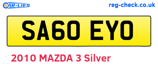 SA60EYO are the vehicle registration plates.