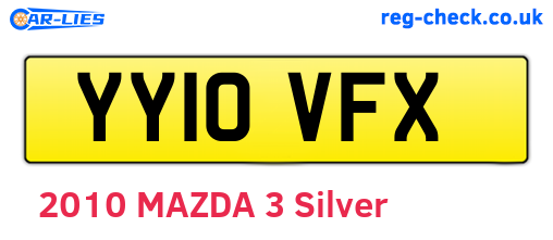 YY10VFX are the vehicle registration plates.