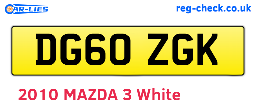 DG60ZGK are the vehicle registration plates.