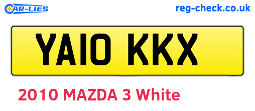 YA10KKX are the vehicle registration plates.